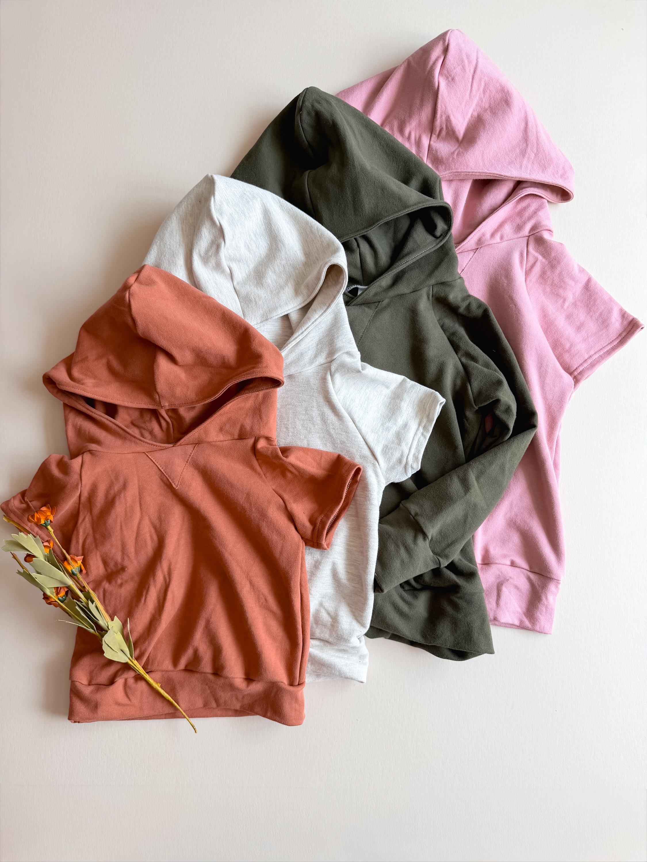 Hooded Raglan: Short or Long Sleeves, 6 Colors, Solid Hooded Top, French Terry, Kid Clothes, Hooded Shirt, Unisex Top, Kid Hoodie, 0-9/10