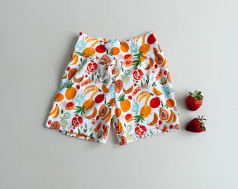 Fruit Cocktail Shorts: Fruit Print, Classic Shorts, Kids Clothes, Summer Clothes, Kids Spring Summer Shorts, Unisex, Kids Clothes, 0/3m-9/10