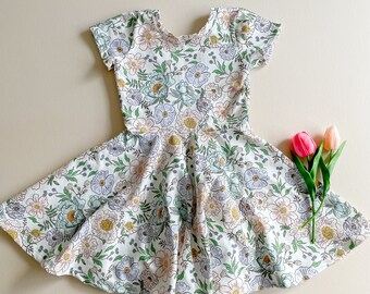 Pastel Garden Twirl Dress / Twirl Dress / Spring Dress / Easter Dress / Girls Dress / Kids Clothes / Girls Outfit / Kids Dress / 12m-7