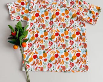 Fruit Cocktail Baggy Tee: Fruit Shirt, Boys & Girls Shirt, Summer Shirt, Oversized Shirt, Kids Tee, Unisex Shirt, Fruit Print, 0-9/10