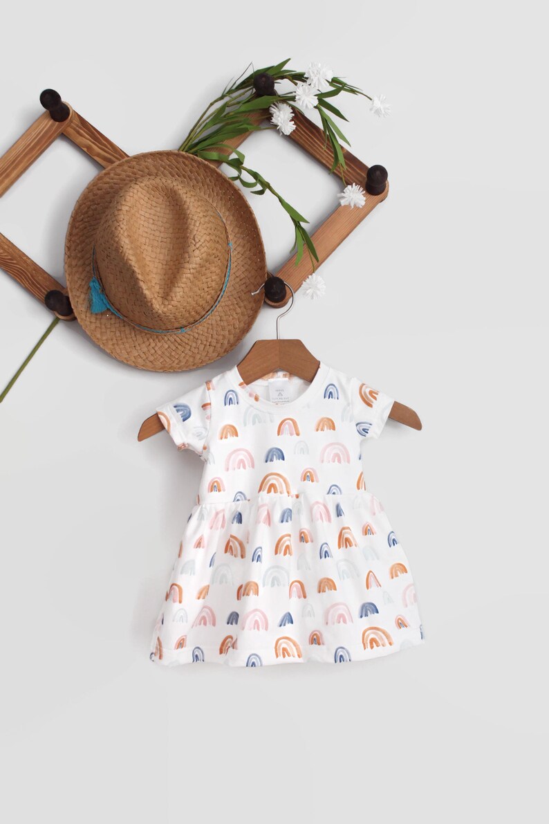 Muted Rainbow Dress /Sleeveless Short or 3/4 Sleeves / Girls Etsy