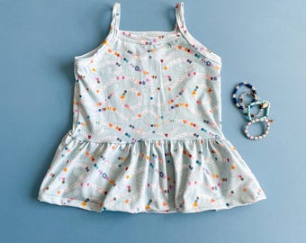 Friendship Bracelet Cami Peplum Top: Friendship Bracelet Shirt, Girls Peplum, Kids Clothes, Girls Shirt, Back to School, Girls Tank, NB-9/10