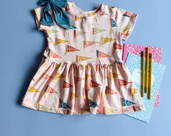 Affirmations Peplum: Girls Peplum, 4 Sleeve Options, Back to School, Girls Clothes, Affirmations Shirt, Pennant, First Day of School, 0-9/10