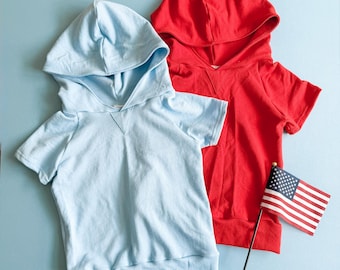 4th of July Hooded Raglan: 2 Colors, Solid Shirt, French Terry, Kid Clothes, Hooded Shirt, Unisex, Fourth of July Shirt, Kids Hoodie, 0-9/10