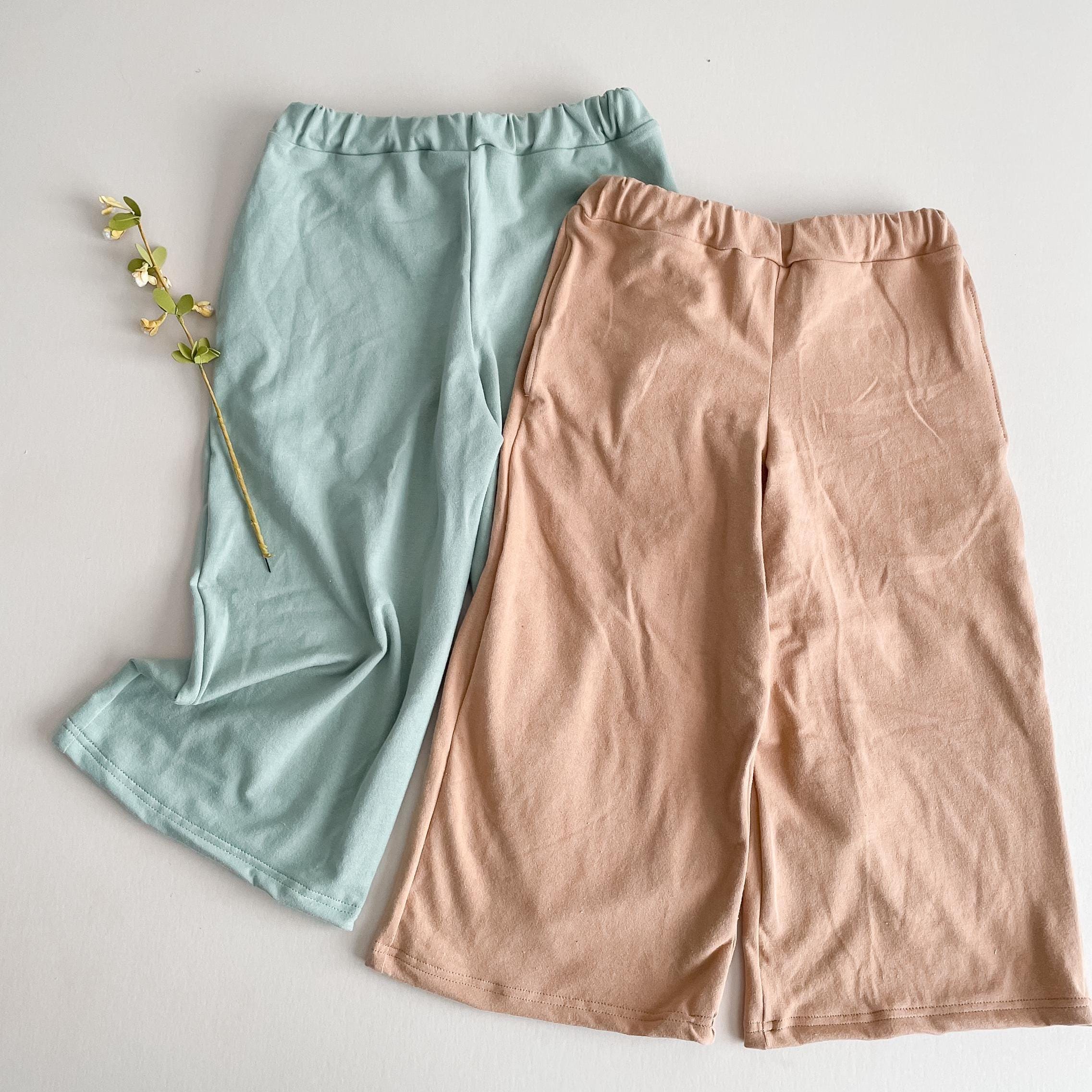 Cropped Wide Leg Pants: Solid Wide Leg Pants, Kids Clothes, Girls Clothing, Girls Pants, Gaucho Pants, Girl Spring Clothes, Knit Pants, 0-9