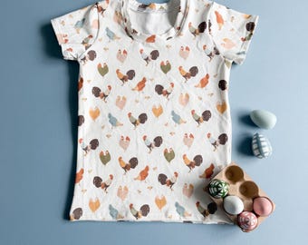 Chicken Tee: Kids Chicken Shirt, Short Sleeve Tee, Boys & Girls Shirt, Kids Farm Shirt, Kid Clothes, Homestead, Baby and Youth Size, 0-9/10