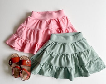 Solid Tiered Mini Skort / Girls Skort / Solid Skirt / Attached Shorts / Girls Mini Skirt / Girls Summer Clothes / Summer / Kid Clothes /0-10