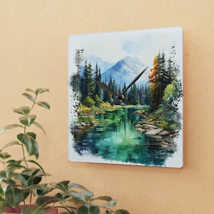 Forest Clock Lake Mountain Acrylic Designer Wall Clock Nature Inspired Home Decor