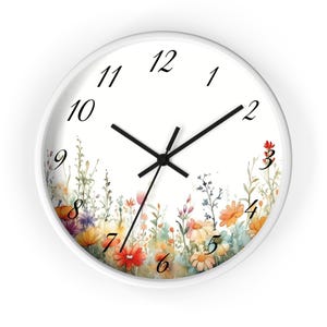 Elegant Watercolor Wildflower Clock