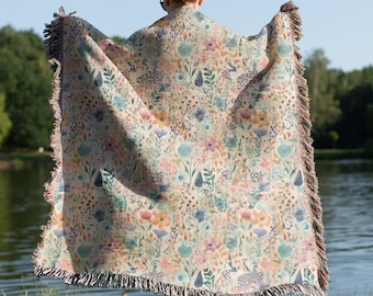 Wildflower Woven Throw Blanket: Boho Home Decor