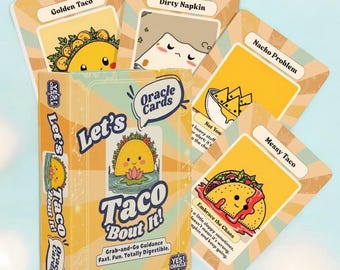Zabawna talia kart wyroczni | Karty wyroczni Let's Taco 'Bout It – prezent wróżbiarski dla duchowego przyjaciela