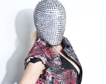White Light -  Custom Haute Couture Sliver Spike Mask
