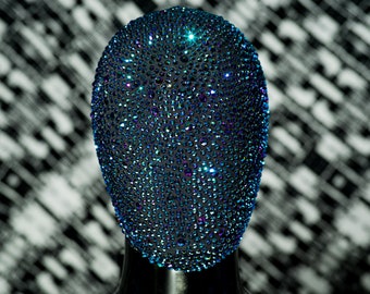 Jade V.1  - High End Haute Couture Face Mask Covered in Pure Green and Blue Swarovski Crystals