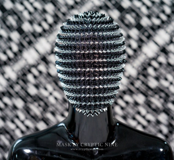 Spiral Spike Mask: Custom Silver & Black Haute Couture Masquerade