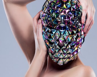Rainbow Darkness .. Anpassad maskeradmask handgjorda täckta juveler