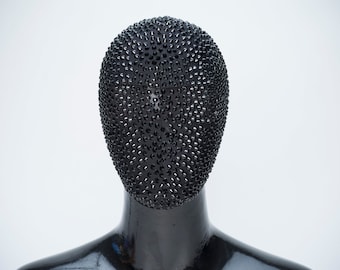 Black Crystal Masquerade Mask: Haute Couture Face Covering