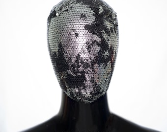 Silver Abstract Face Mask: Haute Couture Masquerade Mask