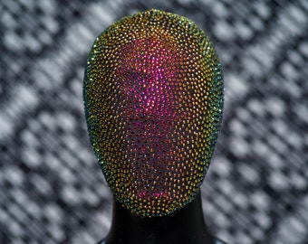 Lava - High End Haute Couture Face Mask Covered in Pure Orange and Red Crystal