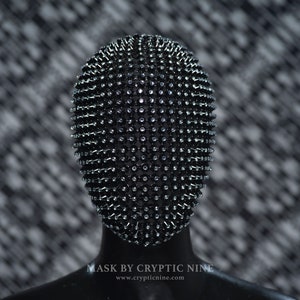 Black Bomber V.2 -  Custom Haute Couture Sparkling Mask Covered in Jewels