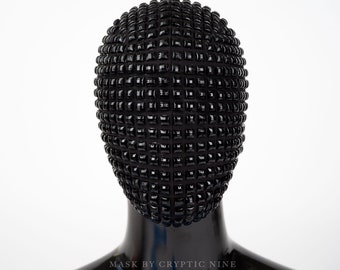 Dark Trail V.1 - A Haute Couture Mask Covered in Black Square Jewels Pieces a part of out Maze Collection