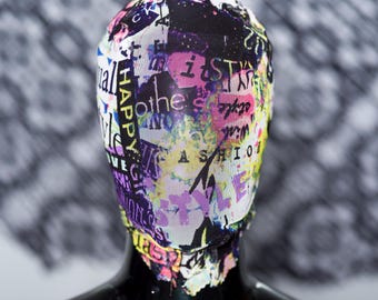 Graphic Design Lace Mask High Fashion Couture, Drape Abstract Fabric design V.7