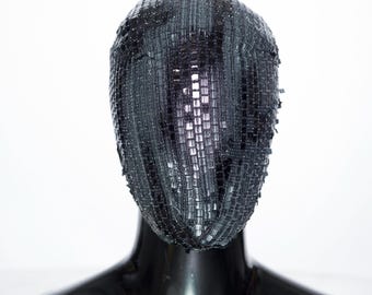 Handmade Iridescent Lace Mask: Silver Shadow Couture
