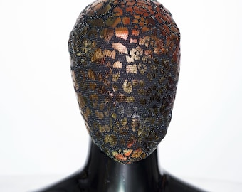 Bronze Shadow Lace Mask, Custom Handmade Iridescence Lace Fabric