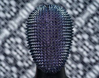 Blue Nigh Shade,  Full Coverage Custom Haute Couture Spiked Mask