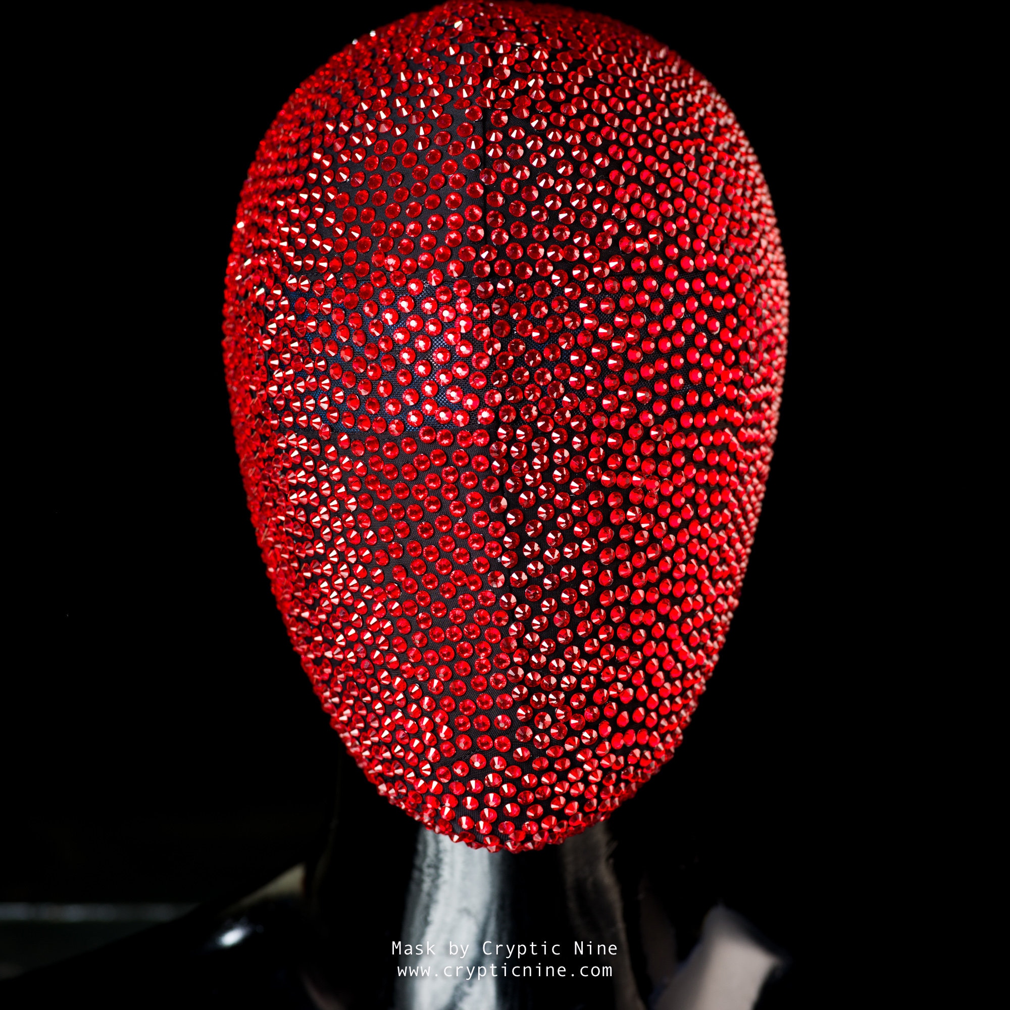 Blood Rain - Custom Haute Couture Face Mask Covered in a Bright Red Crystals