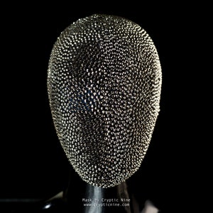 jet hematite V.1  - High End Haute Couture Face Mask Covered in silver and black Crystals