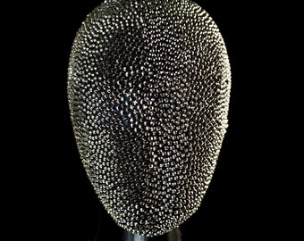 Crystal Masquerade Mask: Silver & Black Haute Couture Face Mask