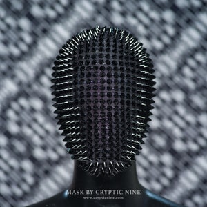 Black Bomber -  Full Coverage Custom Haute Couture Black Spike Mask