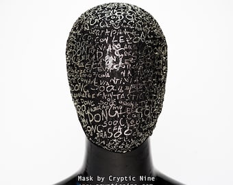 Custom Haute Couture Mask in Graffiti Metallic Letters Abstract Design