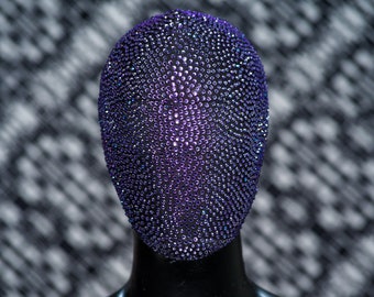 Purple Star - High End Haute Couture Face Mask Covered in Pure Purple Swarovski Crystals