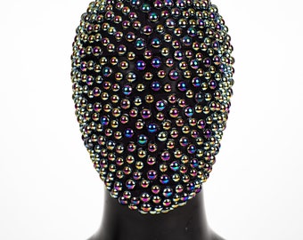 Crab Nebula  - Custom Haute Couture Face Mask Coverd in multi color jewel beads