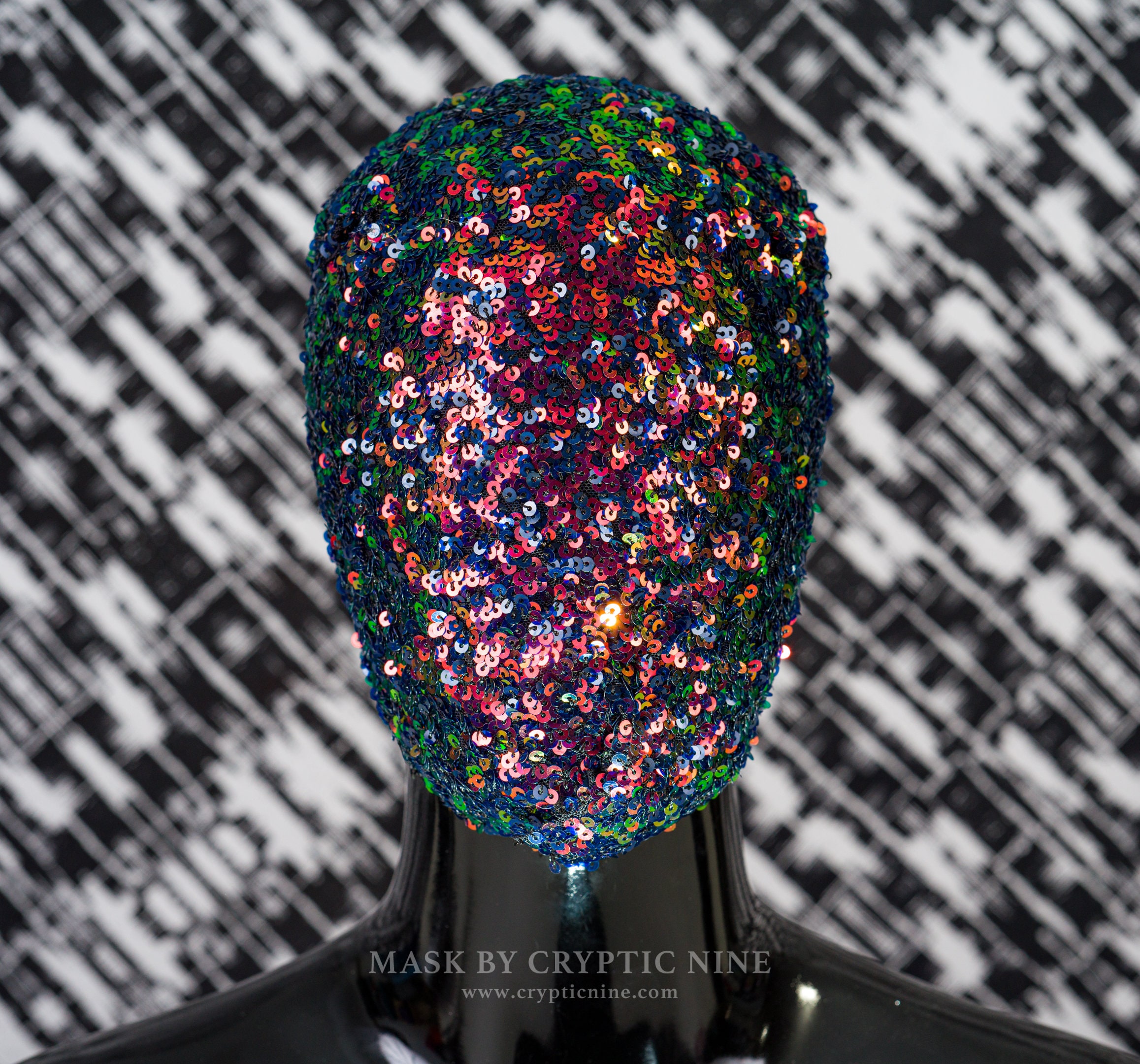 Lace Haute Couture Mask With Multi Colorful Sequins Mask
