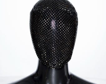 Black Shadow Maze Lace Mask, Custom Handmade metal square jewel pattern