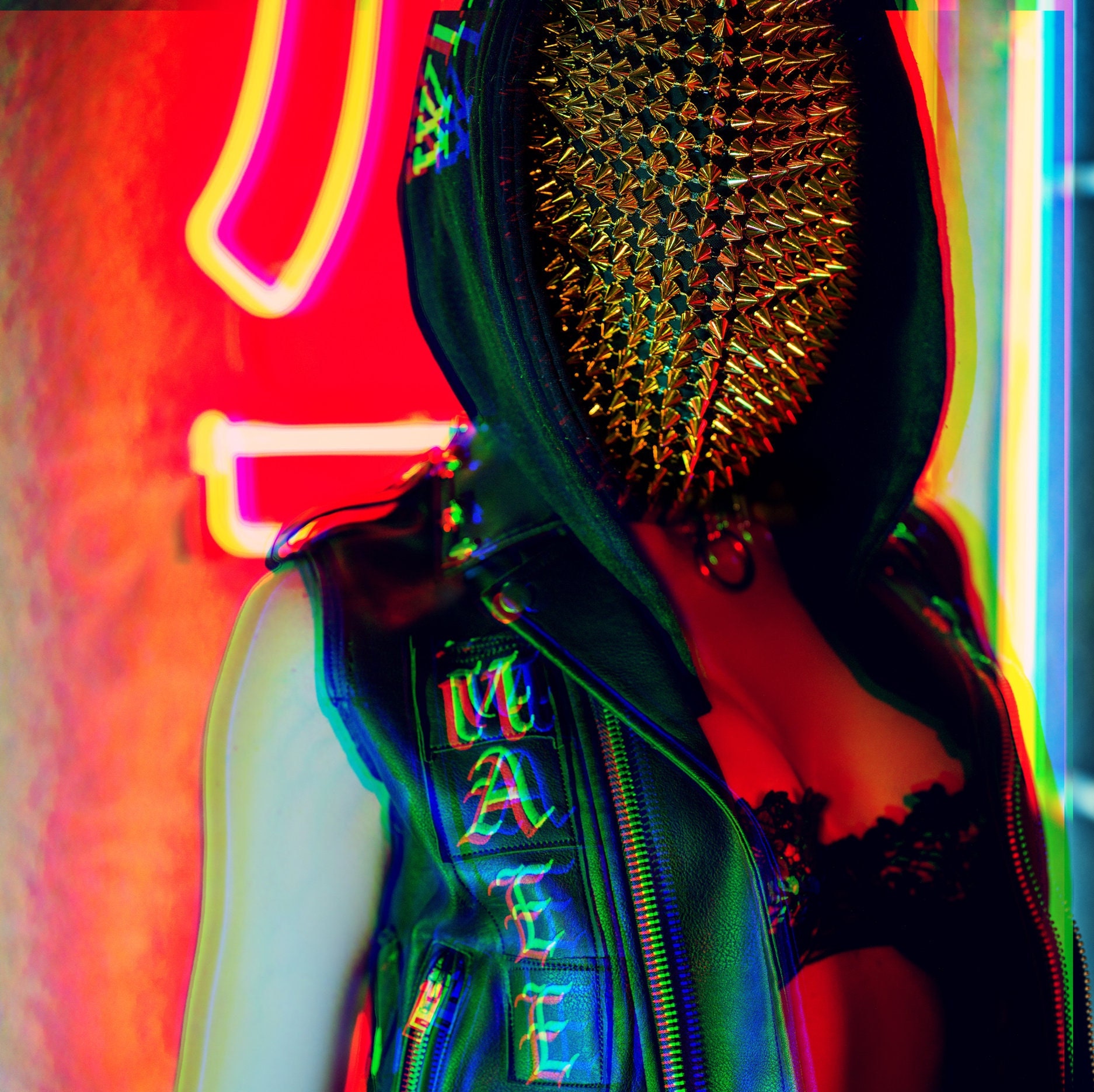 Goldend Spike Mask, Full Coverage Custom Haute Couture Spiked Mask
