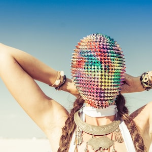 Rainbow Burst  .. Custom Painted Haute Couture Spike mask
