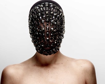 Black Hole  .. Haute Couture Mask handmade covered jewels
