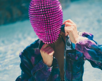 Purple / Pink Spike Mask, Full Face Couture Mask