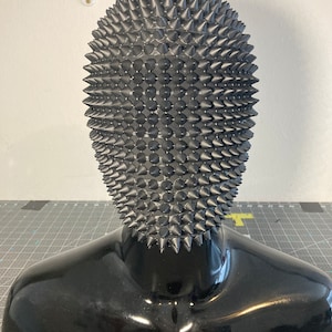 Black Bomber in Flat Black. Full Frontal Custom Haute Couture Black Spike Masks