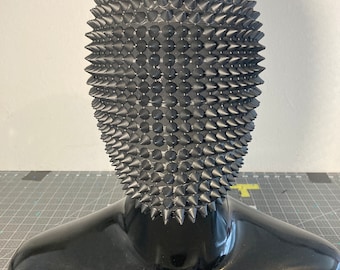 Black Spiked Couture Mask - "Black Bomber" - Halloween Costume