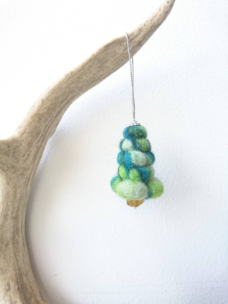 Needle felted Christmas tree topairy tree ornament.