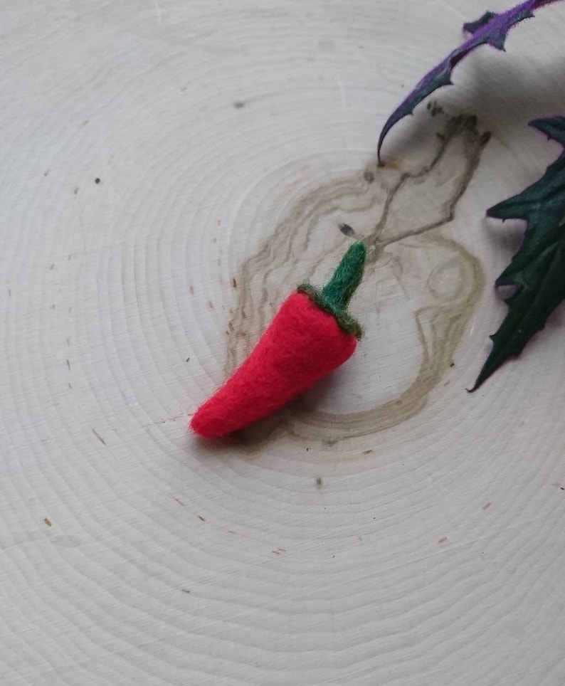 Needle Felted Chili Pepper. Deep Red. Cat Toy. Decoration. Etsy