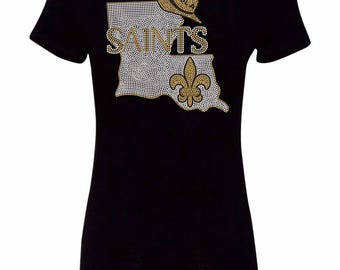 Camiseta con adornos de diamantes de imitación de los Saints Louisiana Cowboy FDL