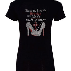 Stepping Into My Birthday With God’s Grace and Mercy Red Bottom Heels Junior Fit T-Shirt