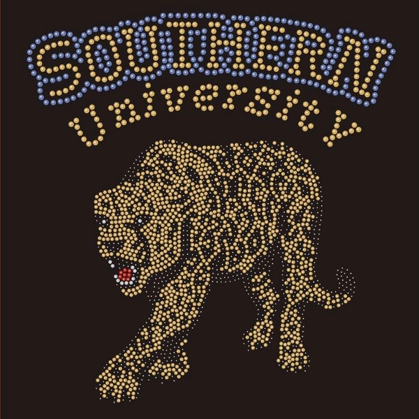 Southern University Walking Jaguar Strass verschönert Bling T-Shirt