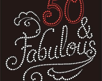 50 & Fabulous Bling Embellished Rhinestone T-shirt