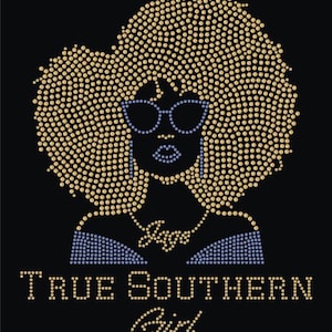Southern University True Southern Girl Afro Lady SU Jags Rhinestone Embellished T-Shirt